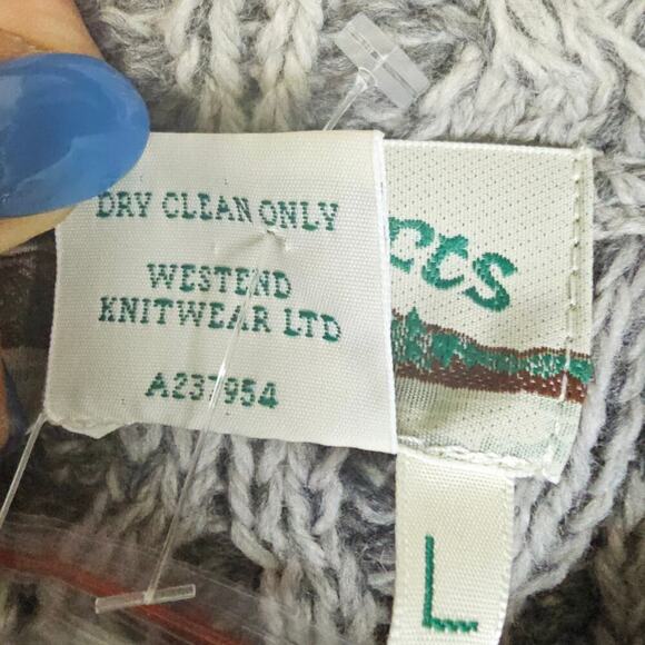 Aaron Craft NWT L Gray 100% Merino Wool Buttondown Grandpa VibeSweater Fisherman - Picture 4 of 16